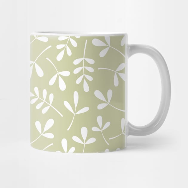 Assorted Leaf Silhouettes White on lime by NataliePaskell